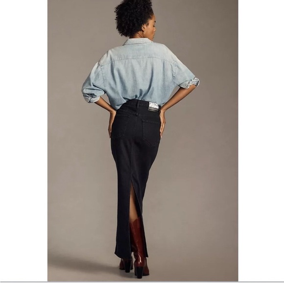 NWOT MOTHER SNACKS! The Candy Stick Black Denim Maxi Skirt, Size 28 - Picture 2 of 7